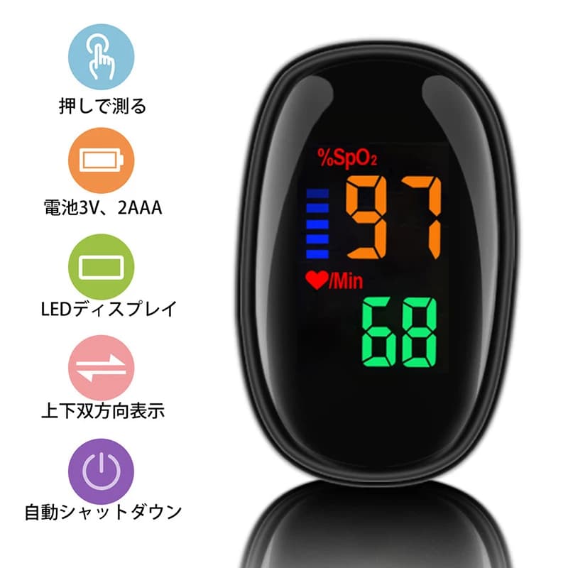 Portable finger oximeter with LED, Blood Oxygen Meter, SpO2 Saturation Monitor for Home Use