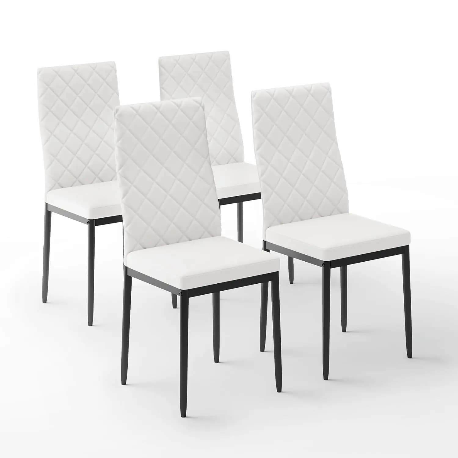 Sedie da Pranzo Moderne in Pelle PU, 4 Pezzi, Schienale Curvo Salvaspazio, Cuscino Spesso, per Cucina, Sala da Pranzo, Appartamento, Bianco Personalizzabile