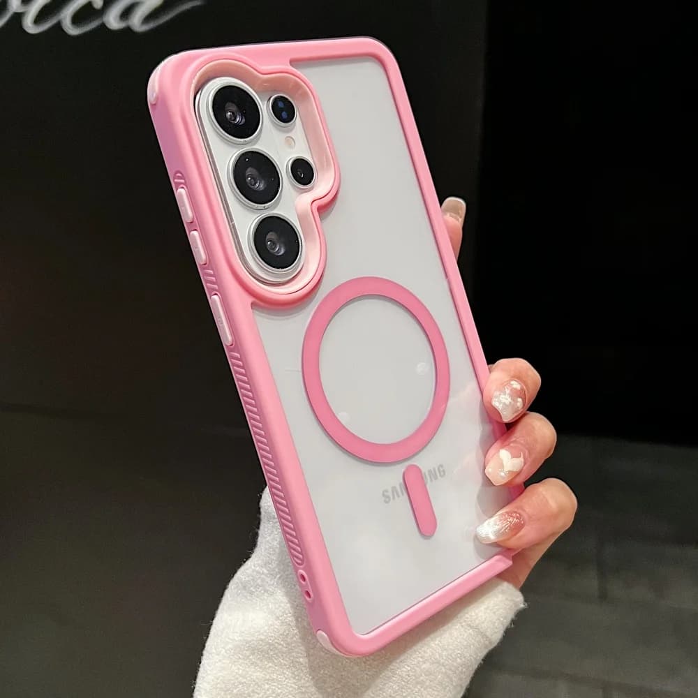 Luxury Anti-Slip Armor For Magsafe Clear Phone Case For Samsung S26 S25 S24 S23 Ultra Plus FE A57 A37 A17 S25Edge agnetic Cover
