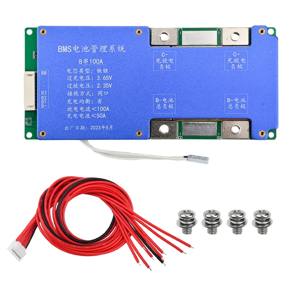 BMS 8S 100A 24V LiFePO4 Scheda di Protezione Batteria BMS Ferro Fosfato LFP Scheda di Ricarica Controller con Funzione di Bilanciamento