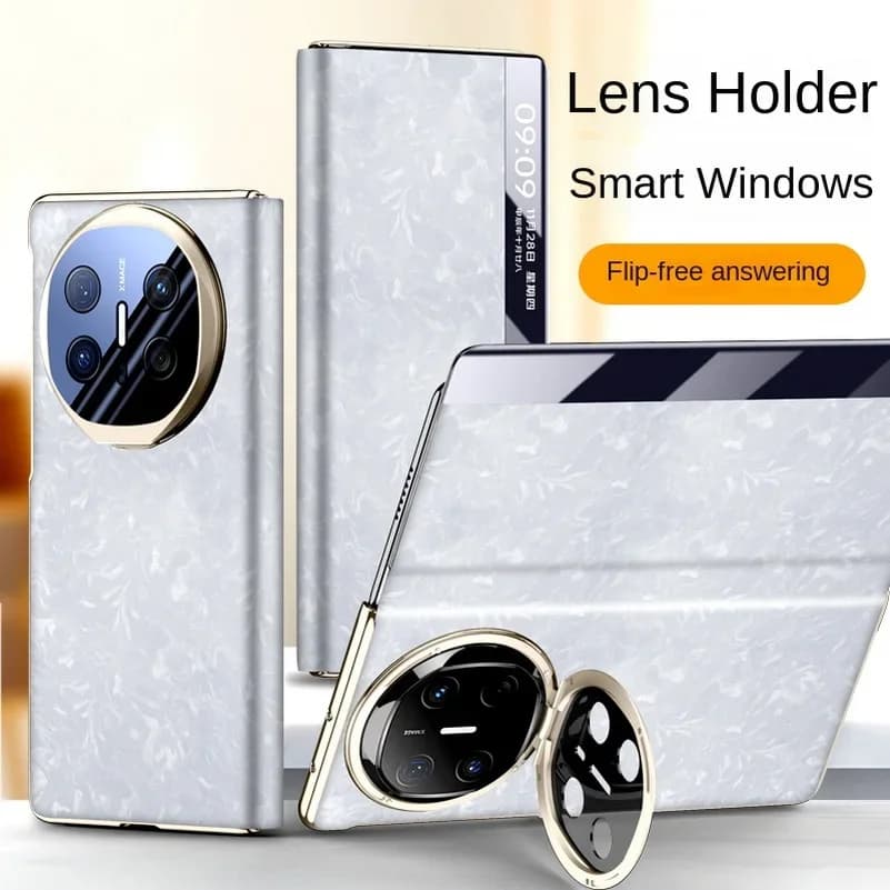 Custodia protettiva per obiettivo magnetico per finestra intelligente in pelle di lusso per Huawei Mate X6 Cover posteriore per telefono cellulare all-inclusive