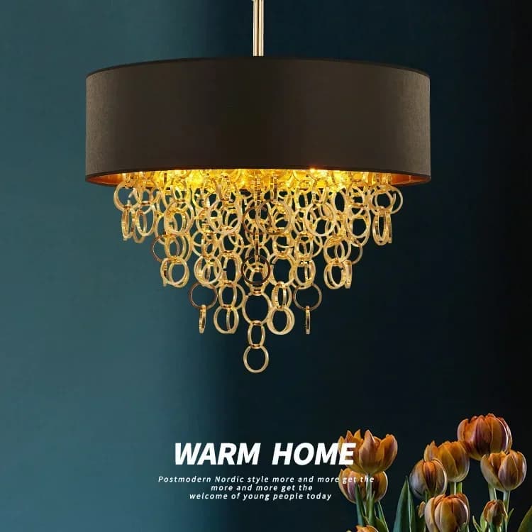 Luci da ristorante postmoderne con nappe Lampadari in stoffa ad anello artistico nordico per soggiorno