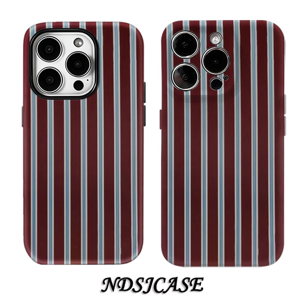 Hot Phone Case for iPhone 17 16 15 14 13 12 11 X XS XR XSMAX 8 Air Pro Max Plus Luxury Double-layer Back Cover lue White Stripes
