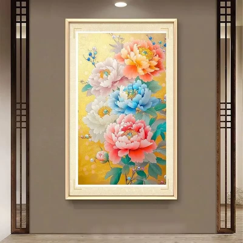 Peony 9CT 11CT Embroidery DIY Chinese Style Printed Kits Cross Stitch Thread Needlework Sets Home Decor Crafts