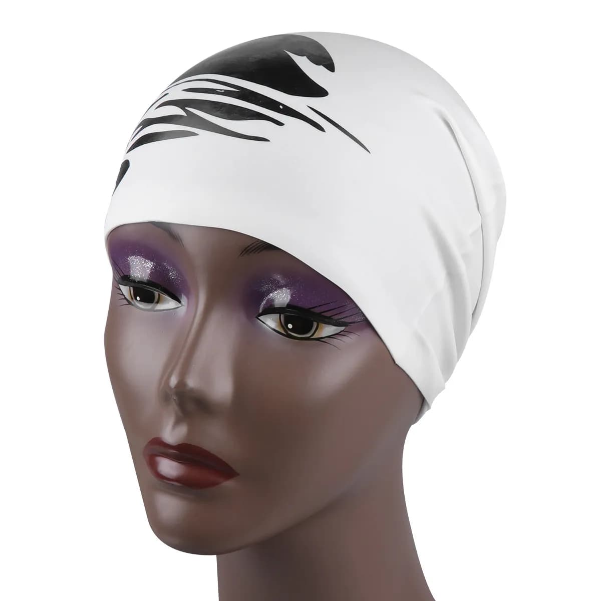 1 Pezzo Cuffia da Nuoto in Silicone Impermeabile con Motivo Cigno, Protezione Capelli per Donne, Copertura Orecchie, Flessibile e Confortevole per Capelli Lunghi