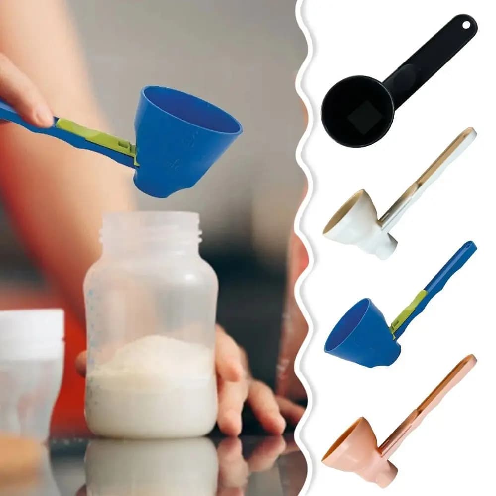 Flling Coffee Scoop Funnel Reusable Plastic Protein Powder Scoop 2 in 1 Sliding Design Sliding Scoop Funnel Kitchen Accessories