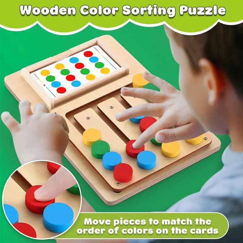 Gioco da tavolo per l'apprendimento in legno Montessori per bambini 4 colori Forma Corrispondenza Cognizione Sviluppo del cervello Pensiero logico Giocattolo educativo