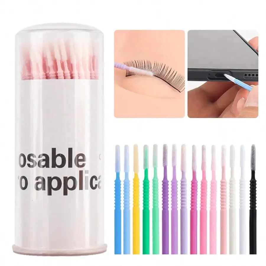 MyAoKuE-Up 100 pezzi/secchio di spazzolini per ciglia, micro spazzolini usa e getta per rimuovere e pulire le ciglia, strumenti per la pulizia del mascara a lunga durata, applicatore per labbra, pennello per trucco multifunzionale