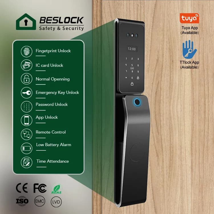 Tuya Wifi Digital Cerraduras Inteligente Sicurezza Sicuro Hotel Sistema di software elettrico NFC con telecamera 3D Serrature intelligenti sicure