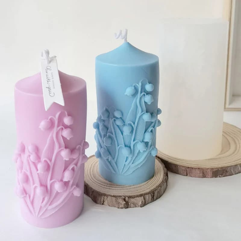 Giglio della valle cilindro in Silicone candela stampo in rilievo fiore sapone resina gesso stampo cioccolato Ice Making Set decorazioni per la casa regalo