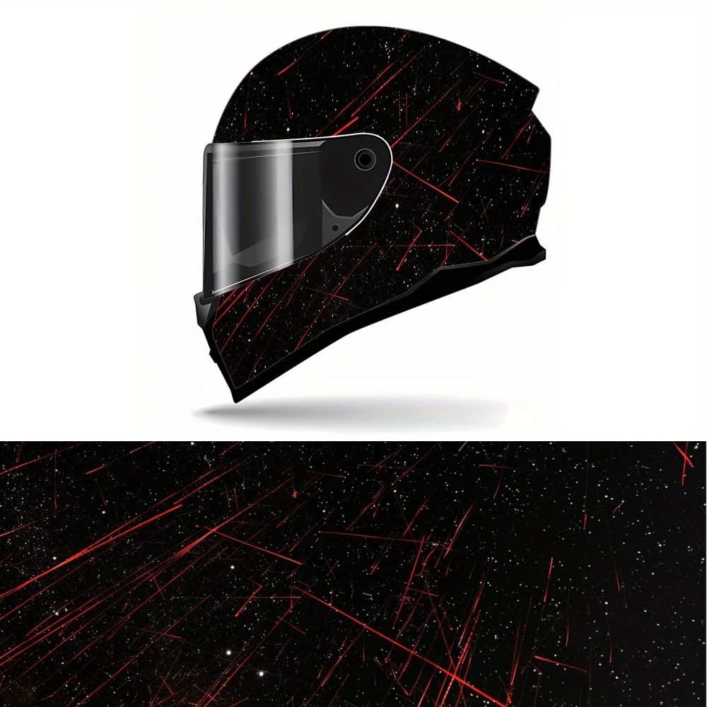 Red lines on black background Vinyl wrap for helmet, Waterproof removable Decalcomanie for motorcycle helmets, Universal scratch-resistant