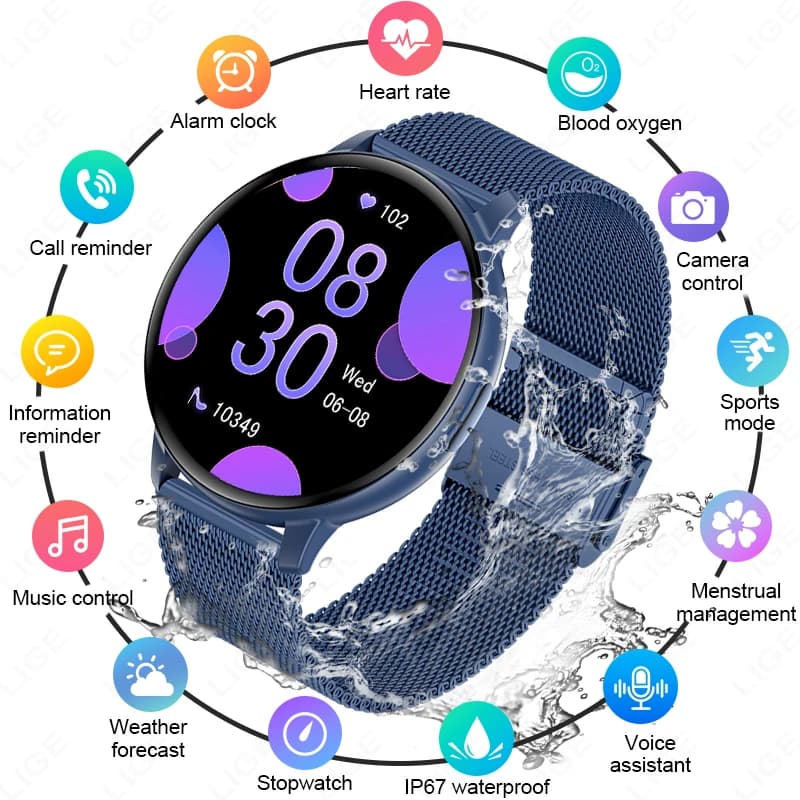 LIGE New Sports Fitness Tracker Voice Assistant Bluetooth Call Smartwatch 2025 Heart Rate Monitor IP67 Waterproof Smart Watches
