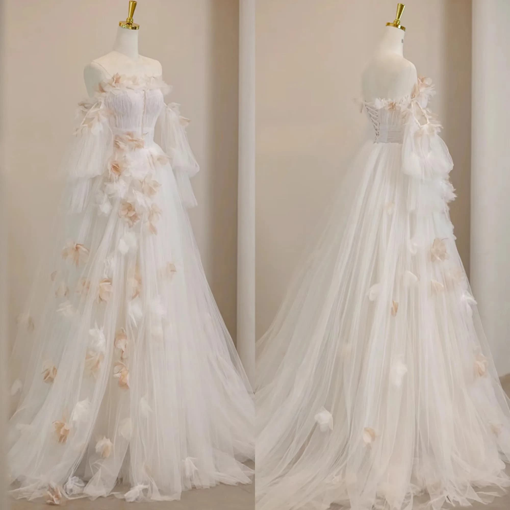 Abiti eleganti a stella Abiti su misura con lacci sul retro con scollo a cuore per servizio fotografico Accappatoi in pizzo tulle con volant per baby shower