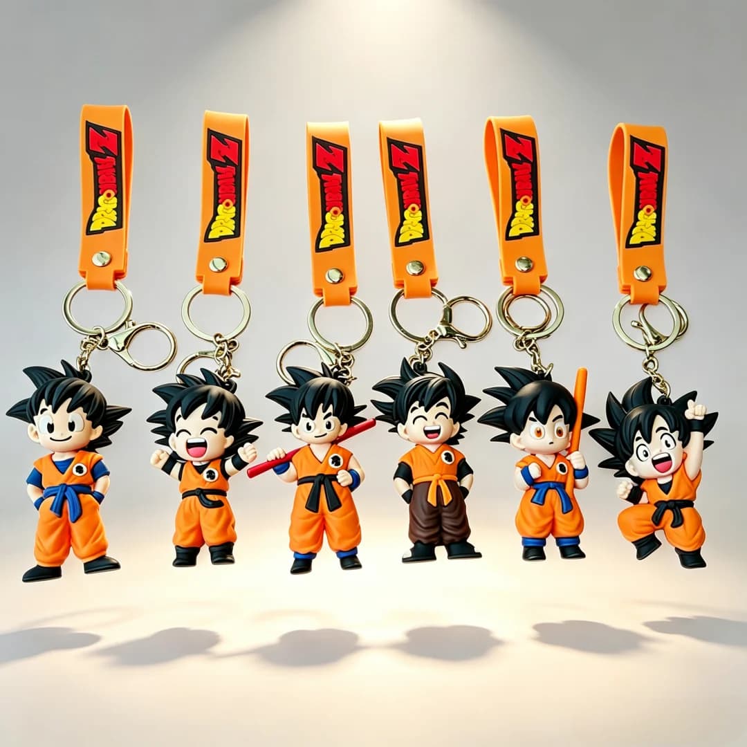Dragon Ball Z Son Goku Keychain Cute 3D PVC Figure Key Ring Anime Character Bag Pendant Car Key Holder Collectible Gift for Fans