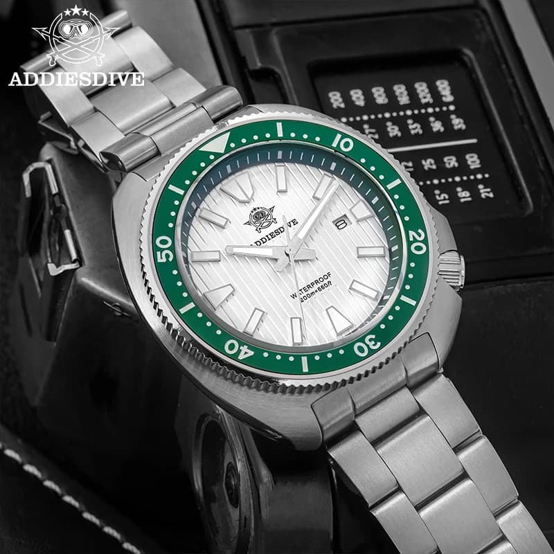 ADDIESDIVE Luxury Men's Watch Quart Waterproof 200m Sapphire Glass Ceramic Bezel AR Super Bright Watch for Birthday Men