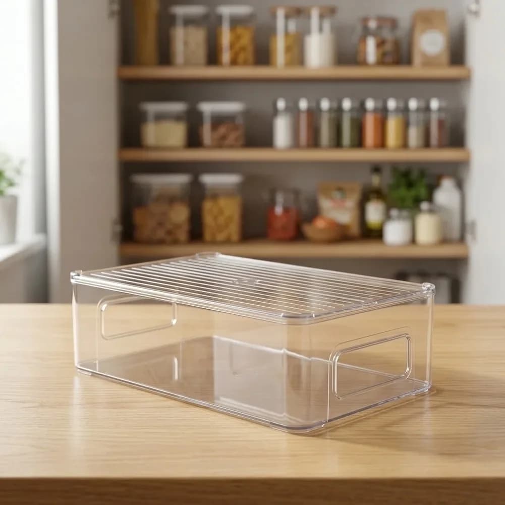 Fridge Box Storage Box Acrylic Clear Cupboard Organiser Hinch Container Portable Versatile Wardrobe With Handles