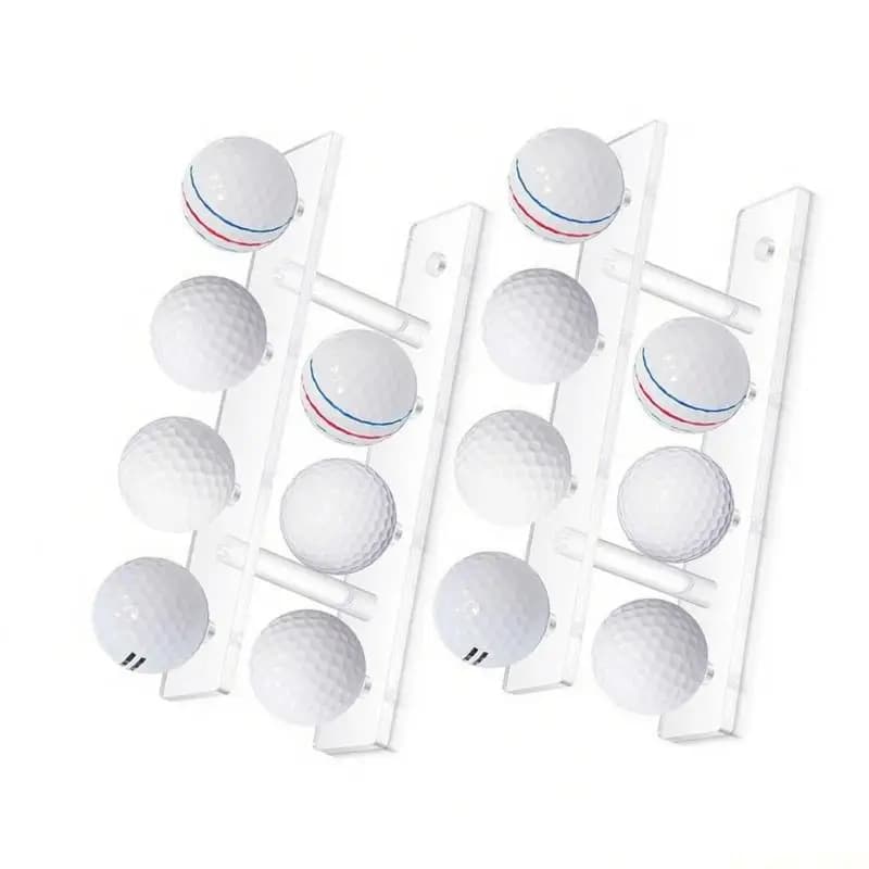 M5TC 2Pcs Acrylic Golf Ball Display Rack Holds 8 Balls Double Layer Golf Ball Storage Rack with Grooves For Home Office