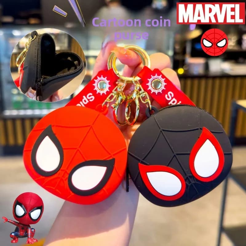 Creativo Marvel Spiderman New Cool Anime Cartoon Shape Borsa portamonete in silicone Portachiavi portatile con ciondolo per uomini e donne