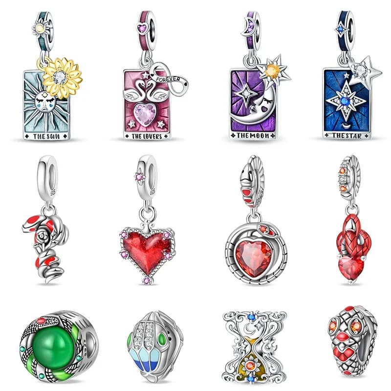 Silver Tarot Cards Bracelet Charms Beads Fit Original Bracelet Bag Keychain Earring Charm Bead Pendant Diy Women Jewelry Gift