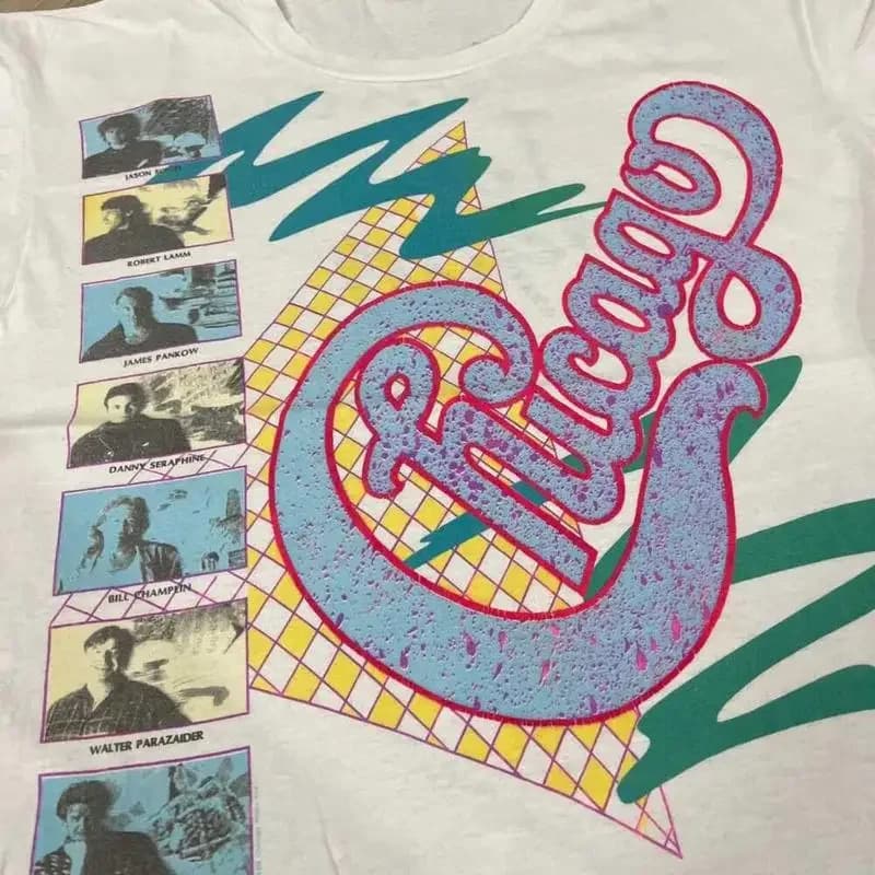 Vtg 80S Chicago Band Short Sleeve Cotton White All Size T Shirt Ac1139