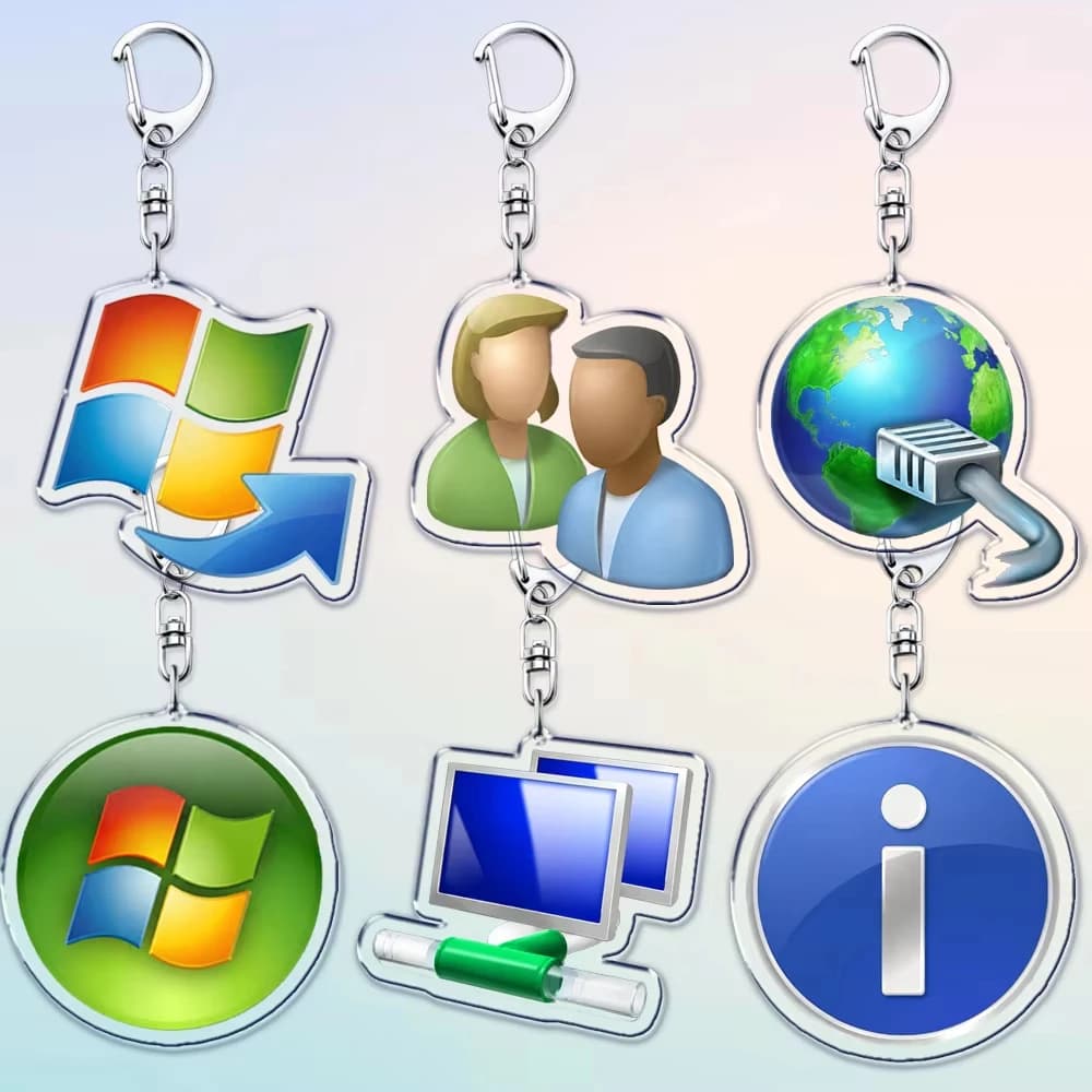 Retro Classic Nostalgia Windows System Icons Keychains for Accessories Jewelry Key Ring Purse Phone Bag Charm Friends Gifts