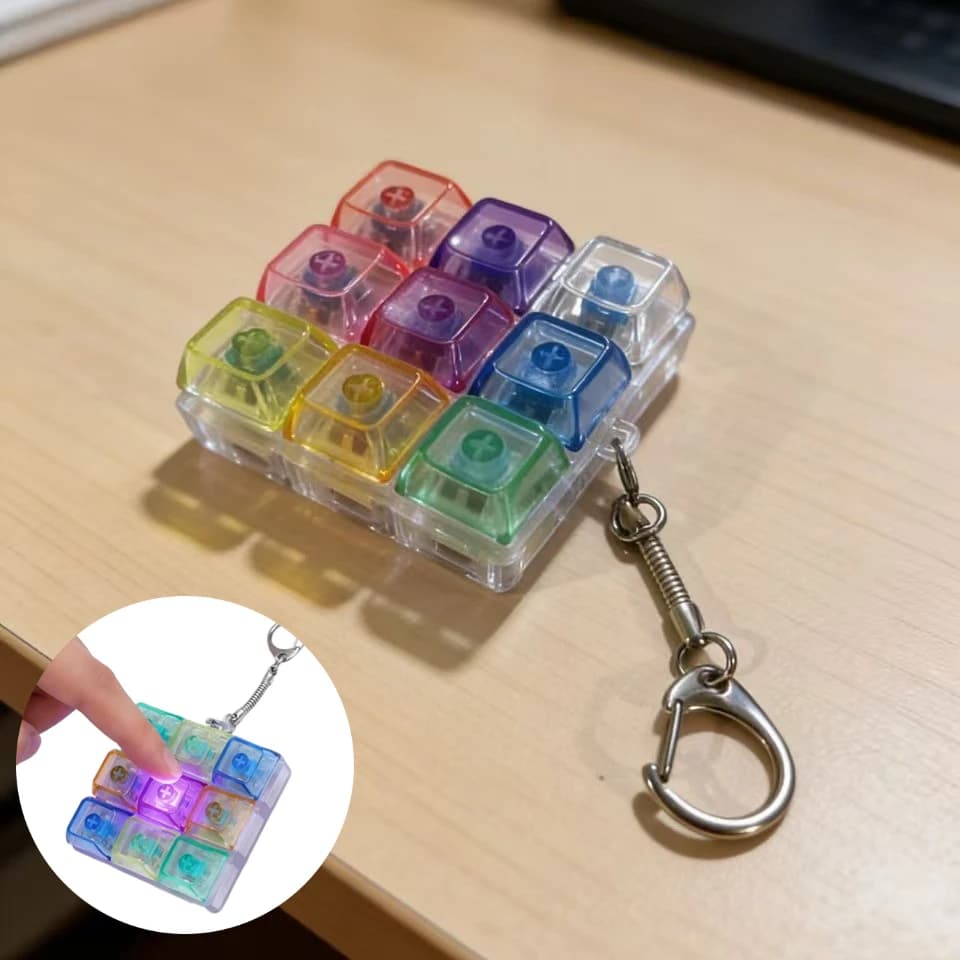 Portachiavi con 9 Tasti LED Luminosi, Giocattolo Antistress e Anti-Ansia per Adulti e Bambini