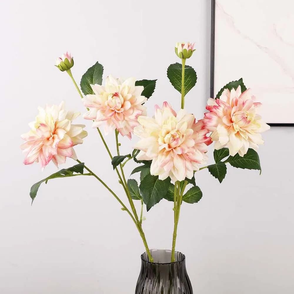 Real Touch Artificial Dahlia Flower Realistic Plant Simulation Big Dahlia Handmade 76cm Faux Dahlia Branch Party Favors