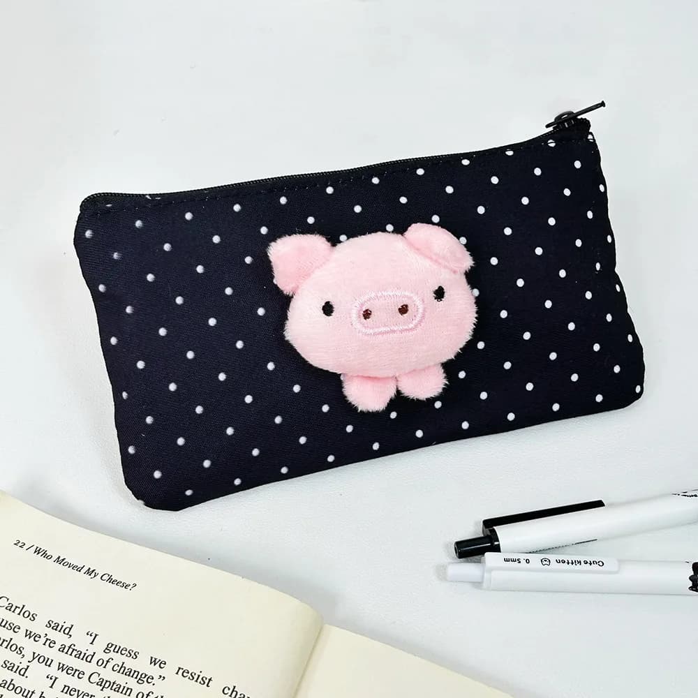 Astuccio 3D a forma di maiale INS, portapenne multifunzionale portatile, organizer per cancelleria a pois, regalo per studenti