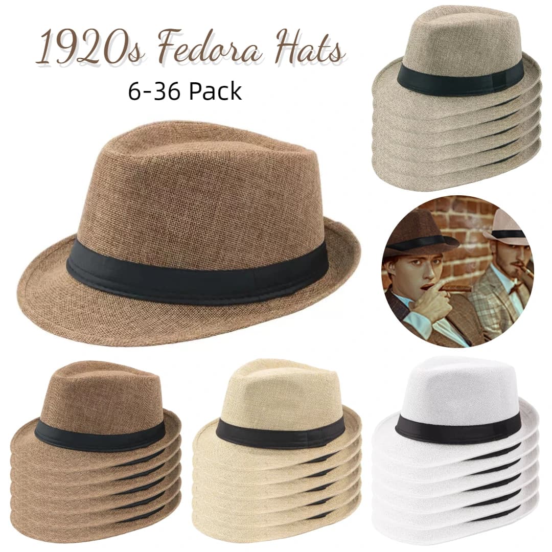 6-36 pezzi cappelli Panama da sole a tesa corta per cappelli da spiaggia beige da sposa cappelli di paglia unisex anni '20 circonferenza sfusa 58 cm