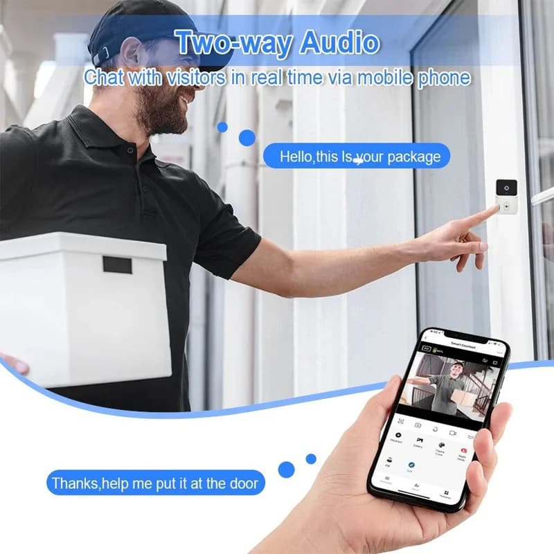 Campanello Video Intelligente con Visione Notturna HD, Allarme, Compatibile con Tuya, Monitoraggio Remoto Wireless per Casa