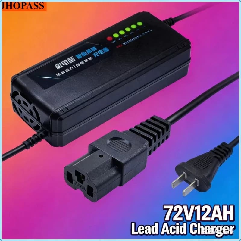 Caricabatterie HD Smart 72V 12AH per batterie al piombo-acido a secco (AGM/GEL) con LED, per moto, e-bike, scooter, AC110V-220V, con spina EU AU UK US
