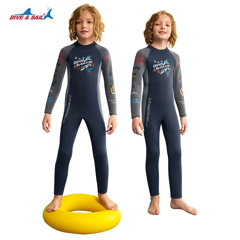 Muta Subacquea per Bambini e Bambine, 2.5mm con Cerniera Posteriore, Tuta Intera in Neoprene Termico per Surf e Immersioni