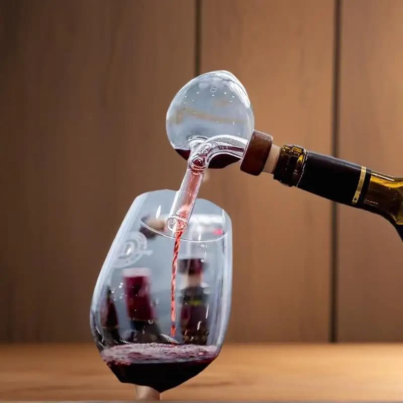 Aeratore per vino in vetro modellato con pesca, versatore a erogazione rapida per bottiglia di vino rosso, gadget professionale per decanter