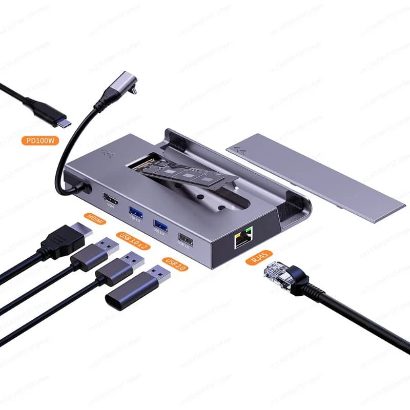 Dock in alluminio 6 in 1 per Steam Deck/ROG Ally RJ45 4K Dual USB 3.2 USB C-Port Steam per hub HDMI