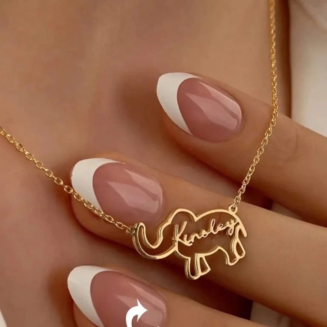 Custom Elephant Name Necklace For Women Gold Color Stainless Steel Geometric Letters Pendant Necklace Animal Jewelry Gift