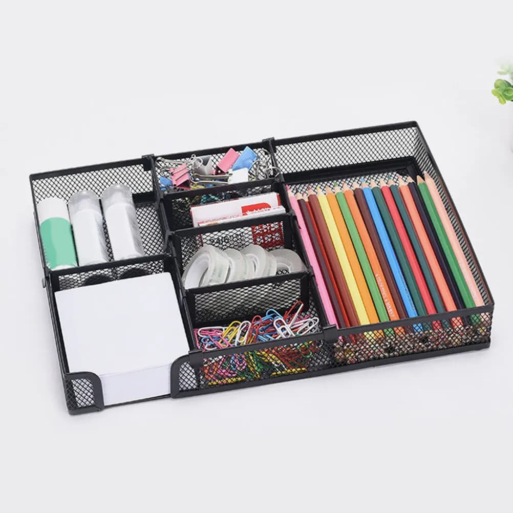 Organizer da Scrivania in Rete Metallica, Portaoggetti Multifunzione Fai-da-Te per Penne, Clip, Forbici, Chiavi, Organizzatore da Scrivania