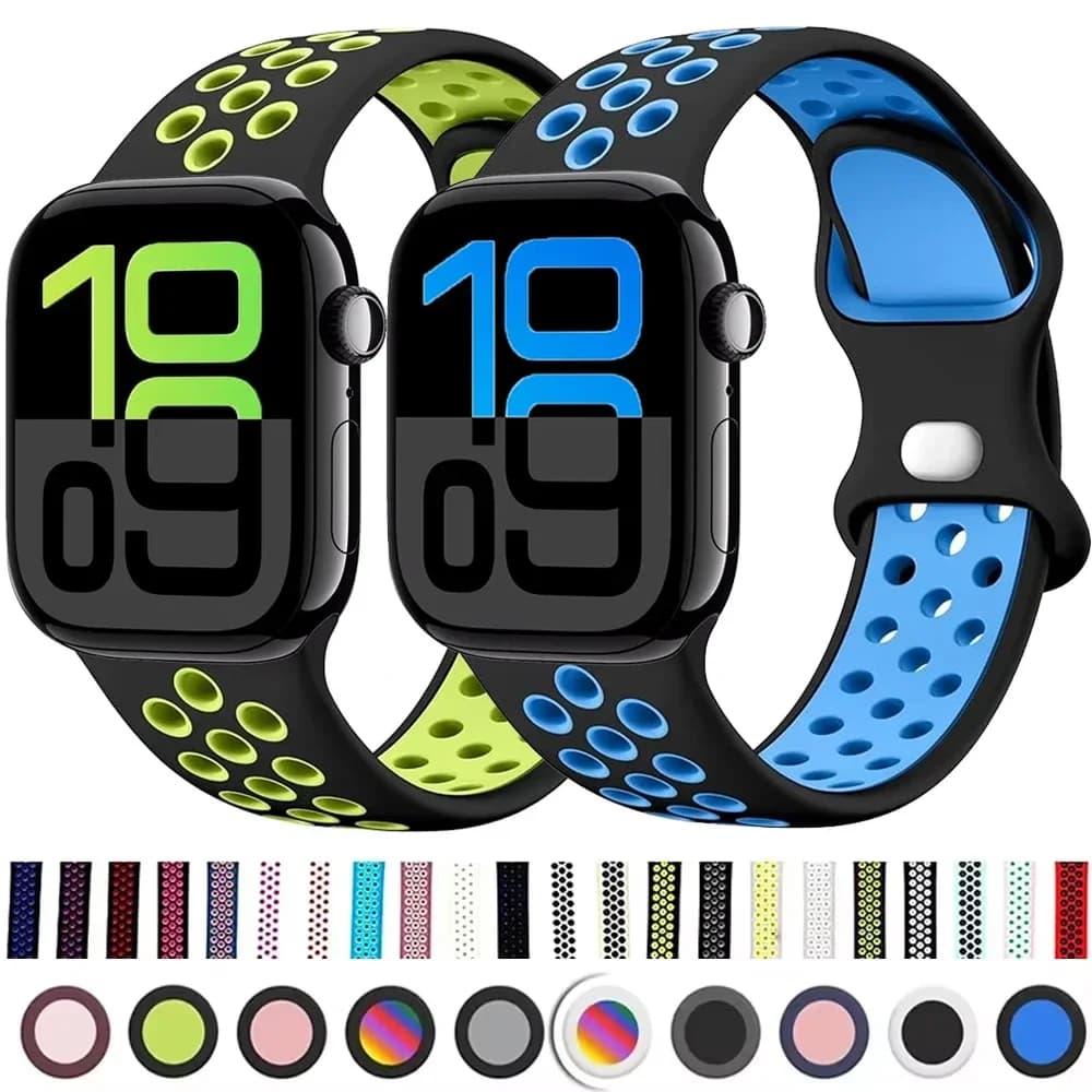 Flash Silicone Strap For Apple Watch 10 9 8 7 Ultra 2 49mm 46mm 45mm 42mm 41mm Bracelet Wristband iWatch 6 5 4 SE 44mm 40mm Belt