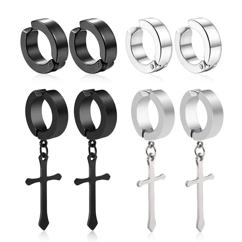 1 paio di orecchini senza piercing in acciaio inossidabile con clip, orecchini finti, clip per orecchio rotondo, per donna, uomo, punk, festa, moda, gioielli sexy
