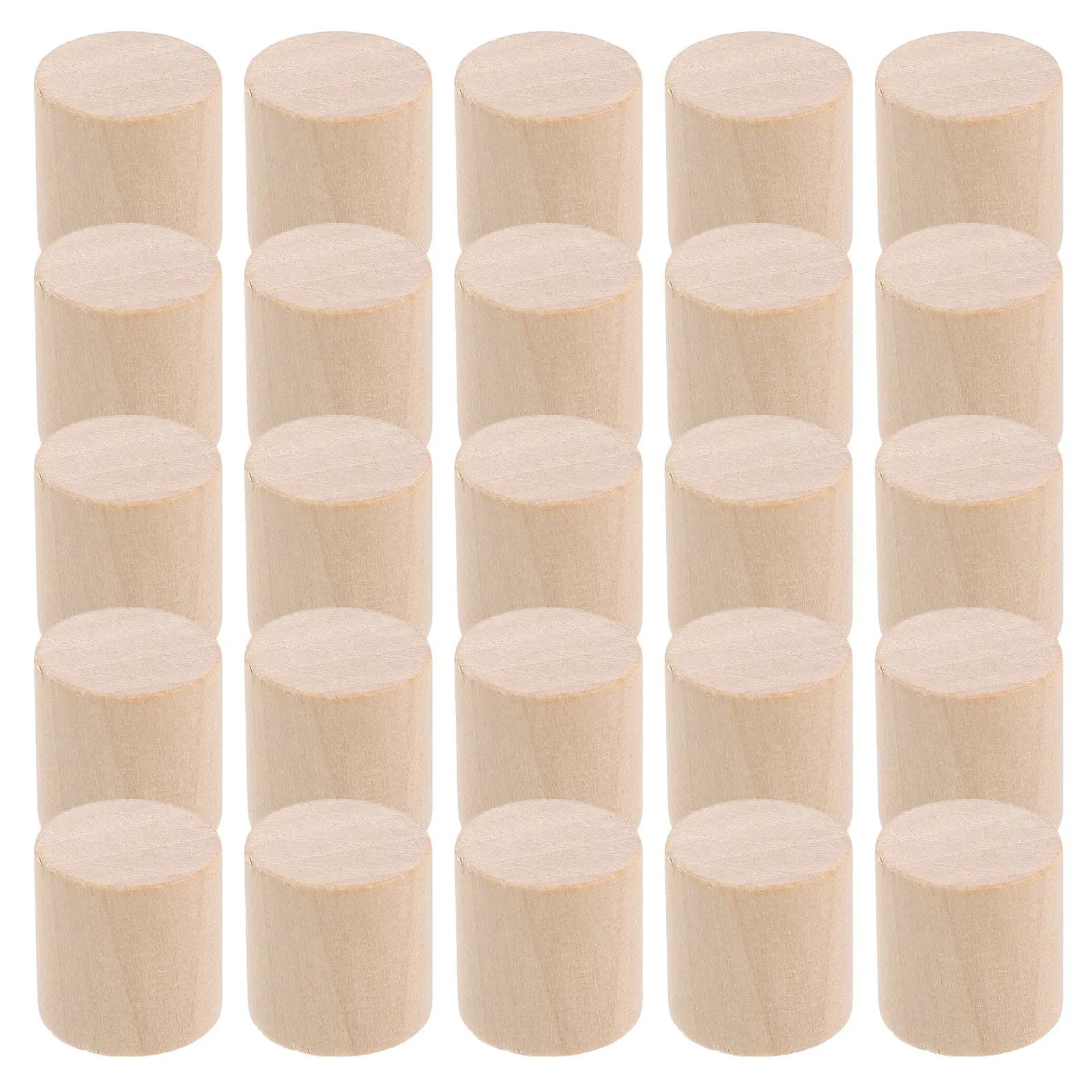 50 Pezzi Blocchi Cilindrici in Legno Grezzo Non Finiti per Fai da Te, Pittura, Intaglio e Materiali Artigianali