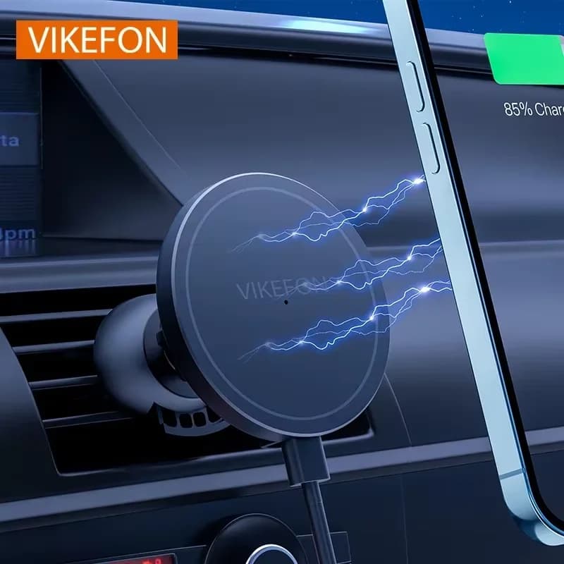 VIKEFON Magnetic Wireless Car Charger for iPhone 12 13 14 15 Pro Max Car Phone Support with Air Intake for Fast Car Charging