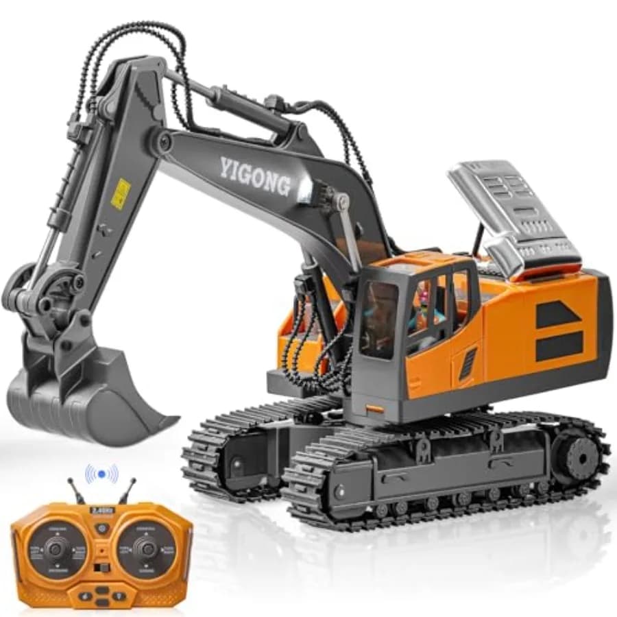 Escavatore telecomandato Costruzione Rc Digger per ragazzi di età compresa tra 4 e 14 anni Escavatore ricaricabile per compleanno con pala in metallo L