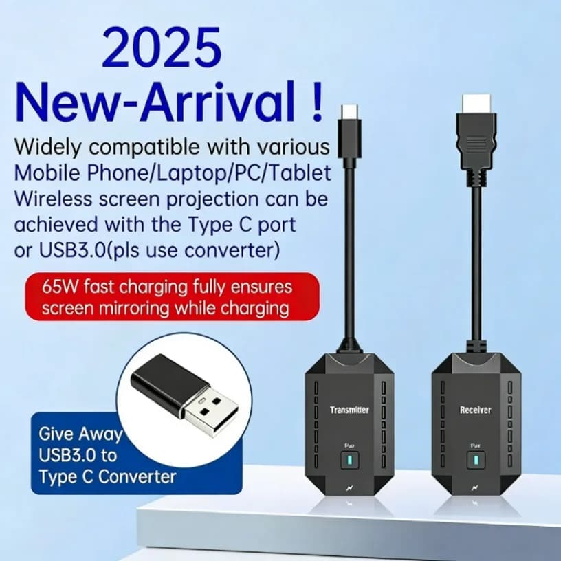 50M 1080P Wireless Video Transmitter Receiver HDMI-Compatible Extender Display Adapter Cable Screen Mirror for Camera PC To TV