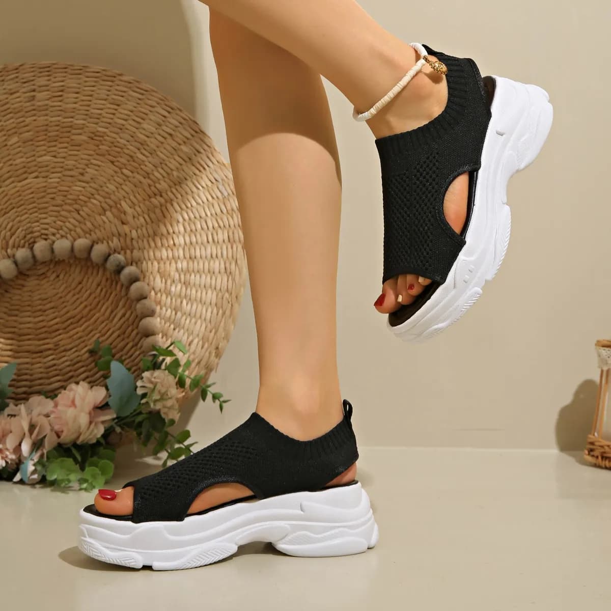 Plus Size 35-42 Fashion Women Platform Zapatos De Verano Mujer 2025 Designer Sandalias Mesh Hollow Summer New Sport Sandals