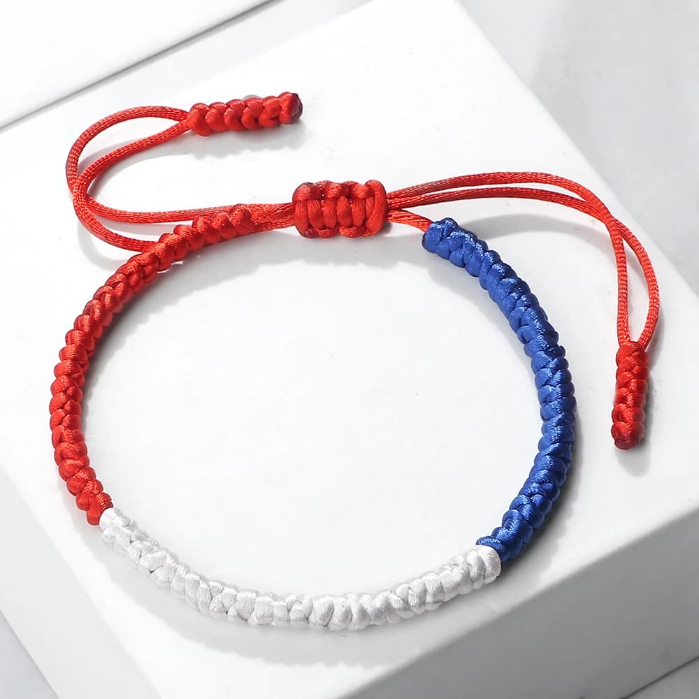 Francia Messico Russia Braccialetti intrecciati Paesi del mondo Bandiera Colore Blu Bianco Rosso Filo Misura regolabile Bracciale Gioielli Regalo per i fan