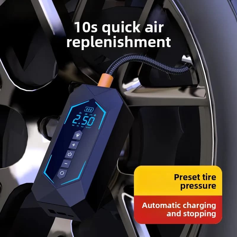 Pompa d'Aria Portatile per Moto, Gonfiatore Elettrico per Pneumatici con Display Digitale Intelligente, Compressore d'Aria per Auto e Biciclette