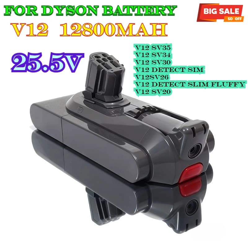V12 25,5 V 12800 mAh per batteria Dyson compatibile con i modelli cordless ultrasottili Dyson SV20 SV30 SV35 SV46 Aspirapolvere