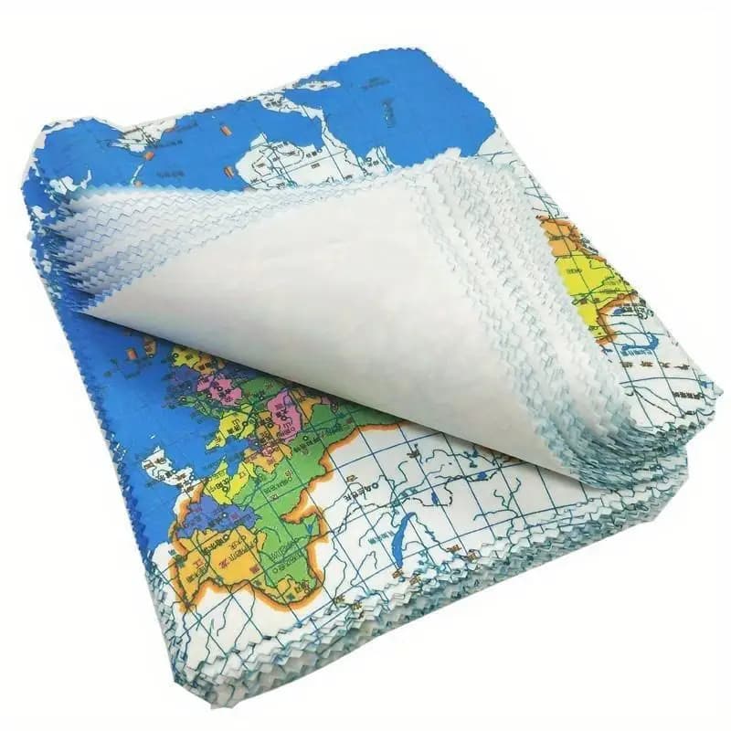 10 Pcs Microfiber Sunglasses Eyeglasses Cleaning Cloth Map Print Lens Care