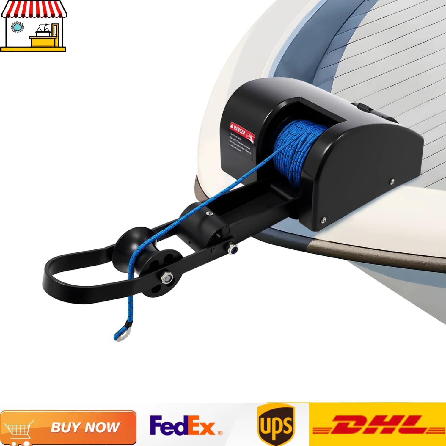 Verricello di ancoraggio elettrico DC12V 35/45LBS con telecomando wireless | Wench per ancoraggio per barche con rullo di ancoraggio