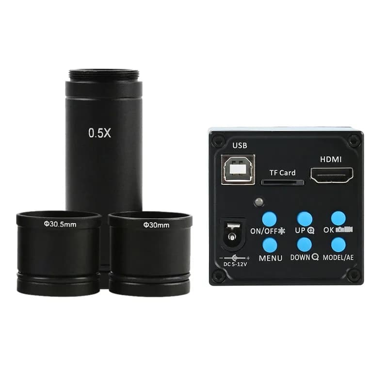 20MP HDMI 1080P HD USB industria digitale microscopio fotocamera TF Card videoregistratore 0.5X C mount oculare adattatore 30mm 30.5mm