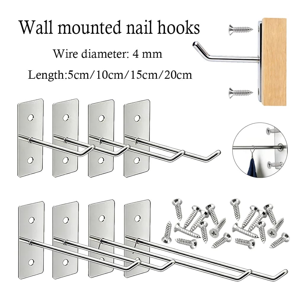 5-25pcs Hole Board Hook Steel Oblique Hanger Hardware Tool Hammer Pliers Wall Mount Storage Rack Garage